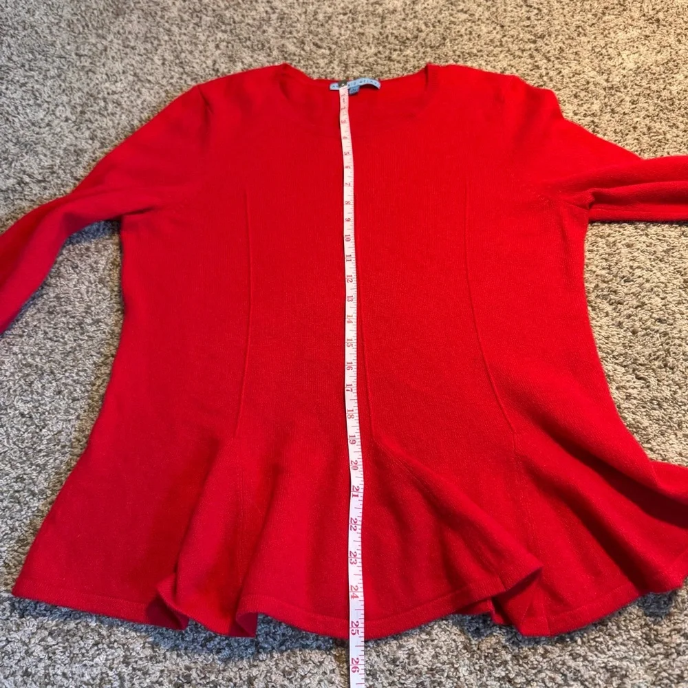 ANTONIO MELANI Cashmere Red Crew Neck Peplum Sweater - L - Picture 6 of 6
